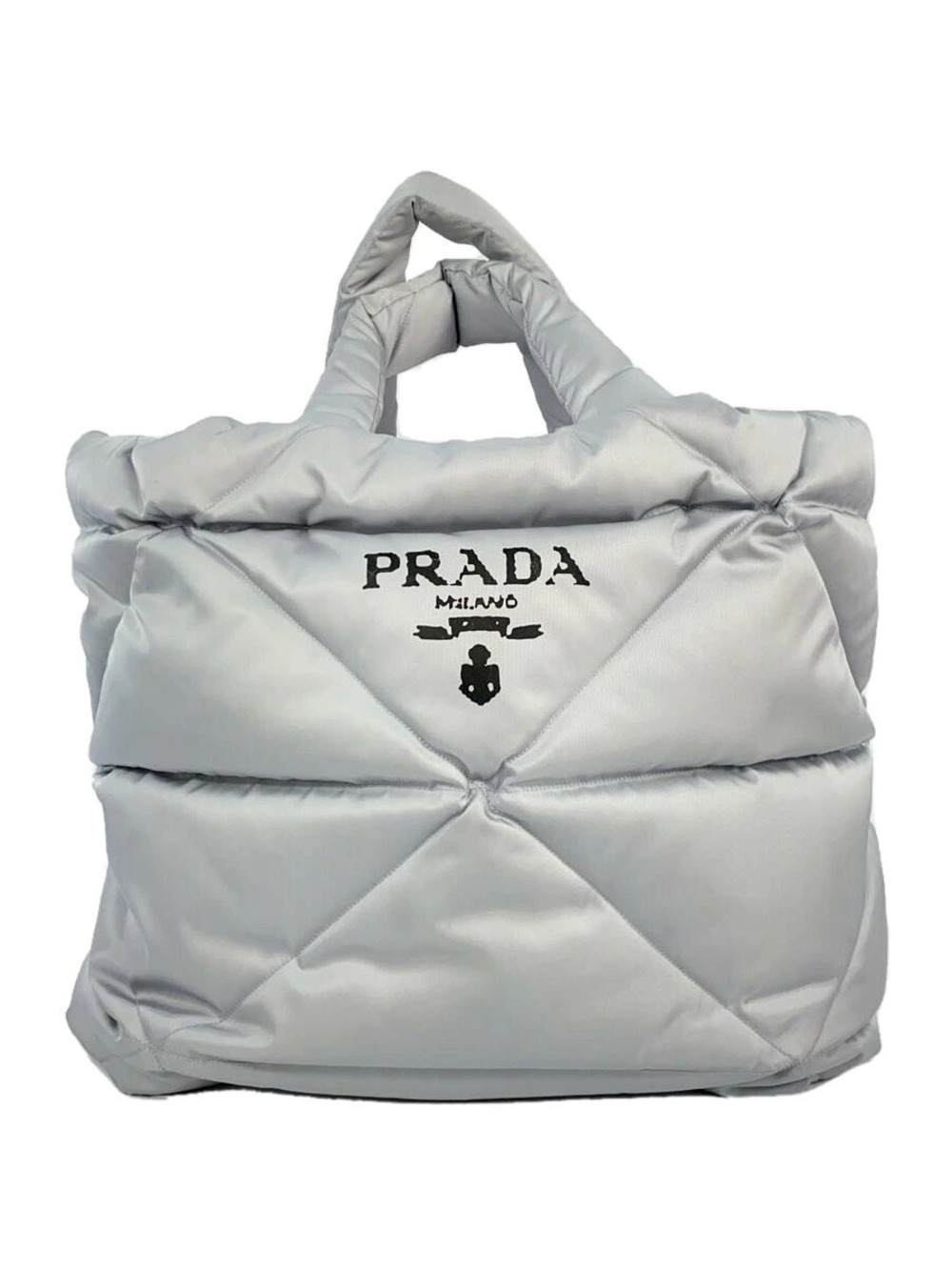 Prada Padded Quilted Tote Bag Gray White